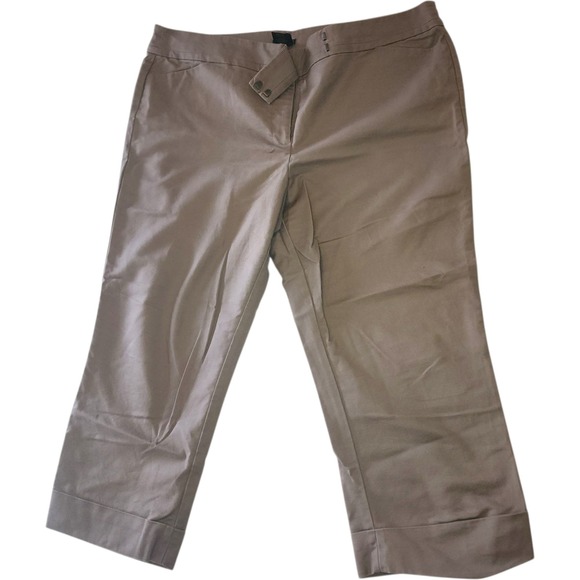 Ann‎ Taylor Signature Capri Pants Cropped Career Work Khaki Cotton Blend Size 16 - Picture 1 of 5